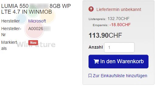 ارائه Lumia 550 با 117 دلار و قابلیت LTE؟