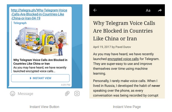 تلگرام 4 آمد ؛ پیام ویدئویی،‌پرداخت رباتی و Instant View+دانلود