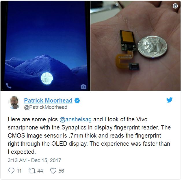 vivo سازنده اولین گوشی با اثر انگشت زیر صفحه نمایش نه سامسونگ!