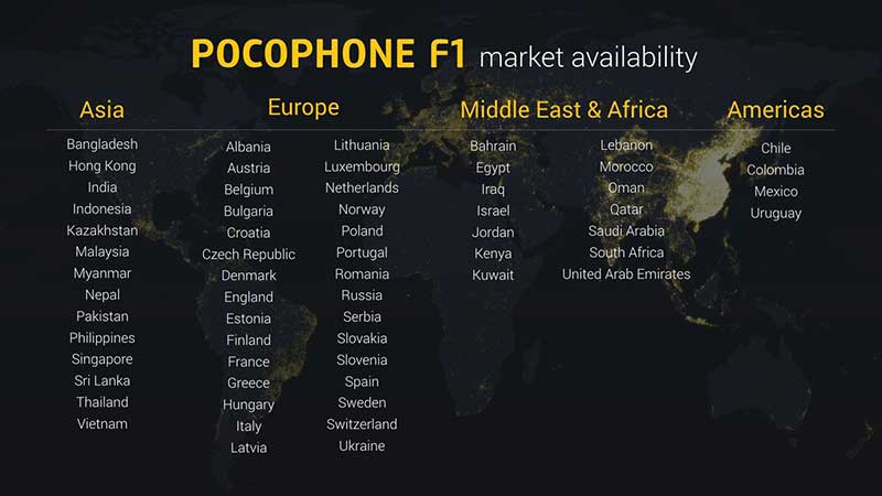 عرضه پوکوفون F1 در 65 بازار جهانی: از 260 تا 329 یورو