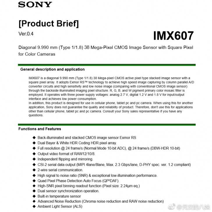 IMX607 دوربین 38MP سونی احتمالا در P30 Pro‌ هواوی