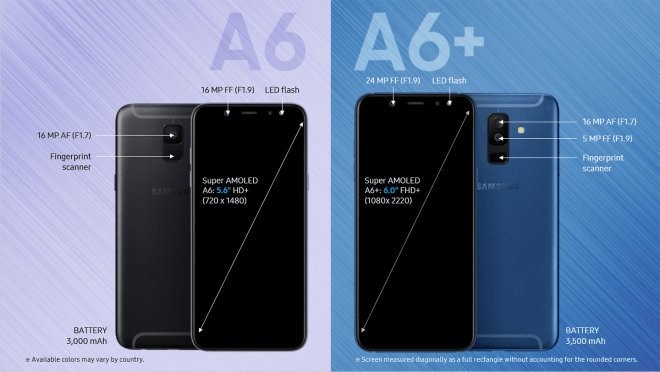اطلاعات و قیمت Galaxy A6 و A6+ 2018 منتشر شد