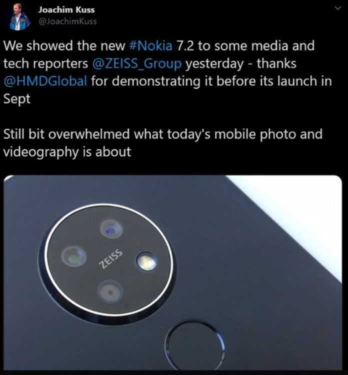 مدیر زایس طراحی دوربین سه‌گانه Nokia 7.2 را لو داد!